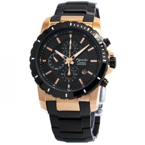 Alexandre Christie AC 6141 Rosegold Black Man MCBBRBA